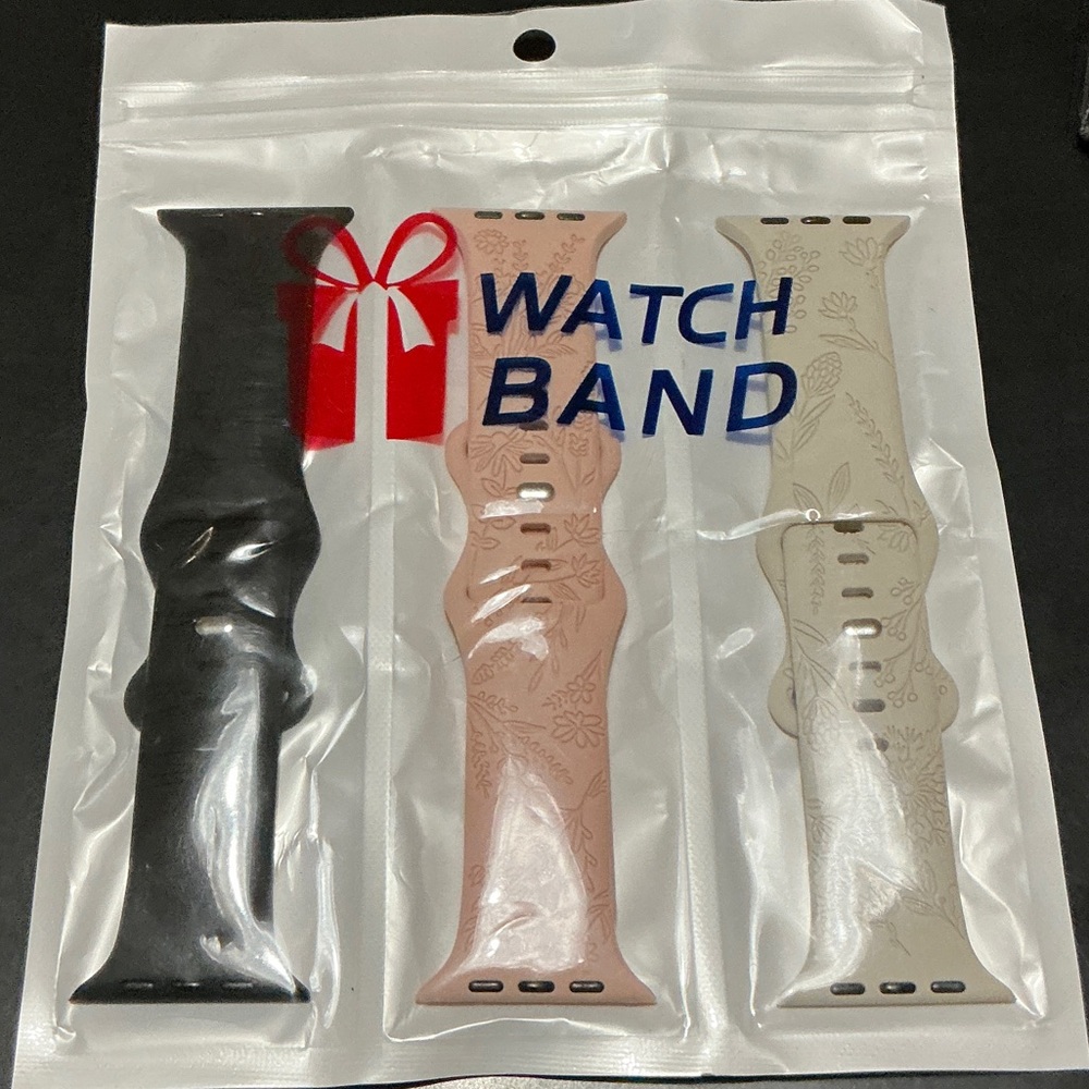 Interchangeable Smartwatch Bands - Black, Pink, and Cream